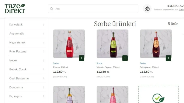Sorbe Drink, Tazedirekt raflarında yerini aldı